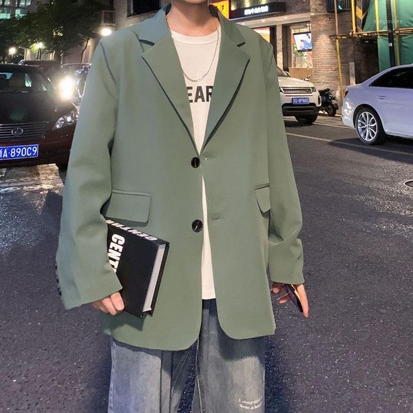 

men's suits & blazers 2021 men spring single button loose pockets all-match trendy casual korean style retro mens chic harajuku 3xl, White;black