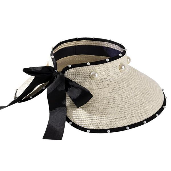 

wide brim hats ladies beaded straw hat adjustable outdoor golf cap women sun summer beach casual open head visor trendy adult, Blue;gray