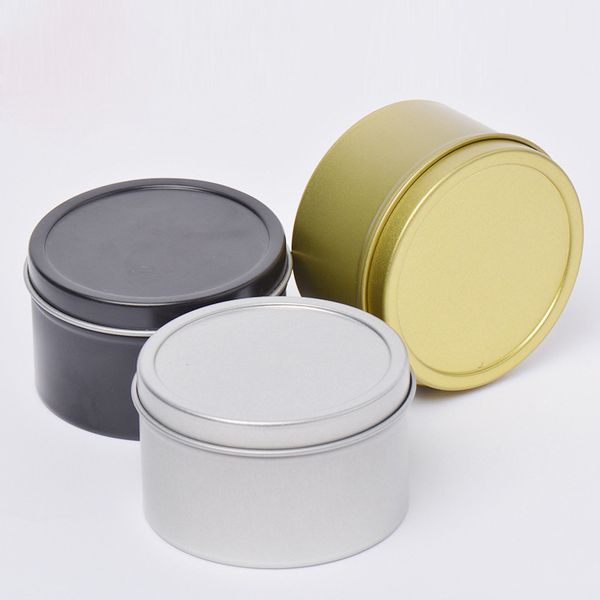 

100ml 3oz round shaped candy cookie package box empty coffee tea pot gold silver black metal tin boxes for candle
