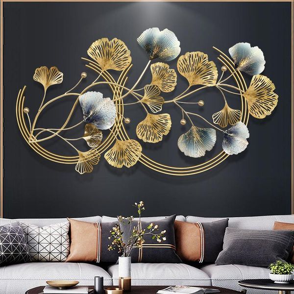 

decorative objects & figurines chinese style light luxury ginkgo leaf wall decoration living room pendant three-dimensional iron hanging