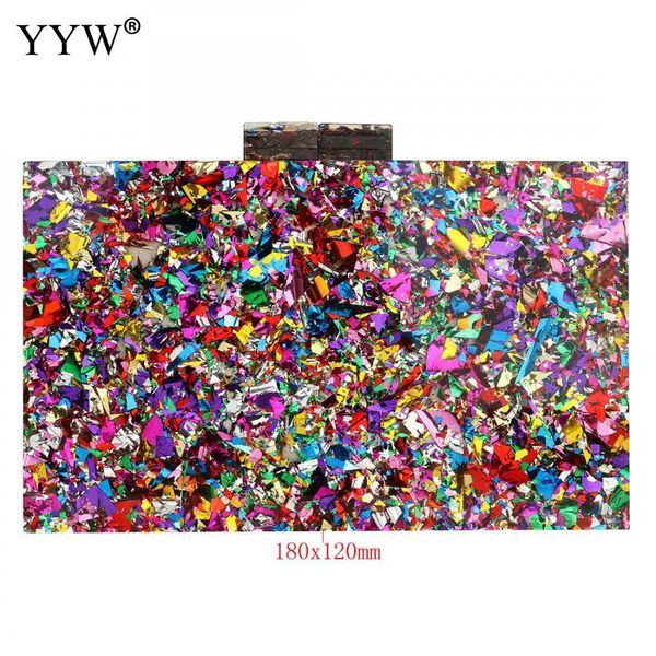 

new wallet stylish multi-color sequin evening bag luxury women bridal party prom blingbling wedding clutch purse acrylic handbag 27k