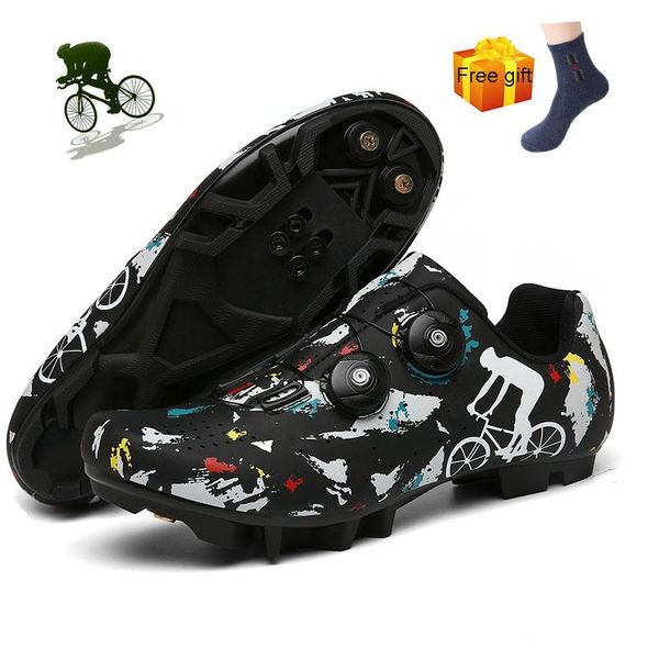 

cycling shoes men self-locking mtb bicycle sneakers outdoor mountain zapatillas de ciclismo racing spd road bike footwear, Black