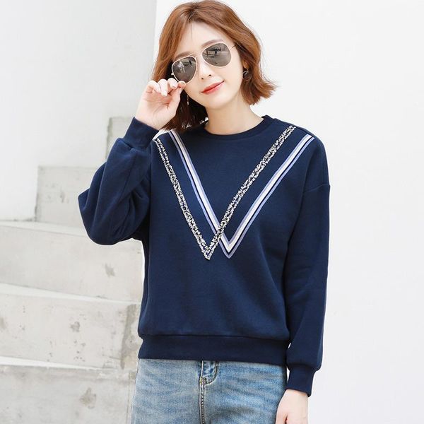 

women's hoodies & sweatshirts 2021 sweatshirt for women spring autumn casual o-neck patchwork loose harajuku streetwear pullover clothe, Black