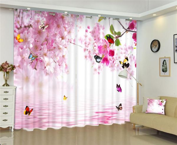 

curtain & drapes butterfly flowers print 3d curtains for living room bed office el home wall tapestry custom window