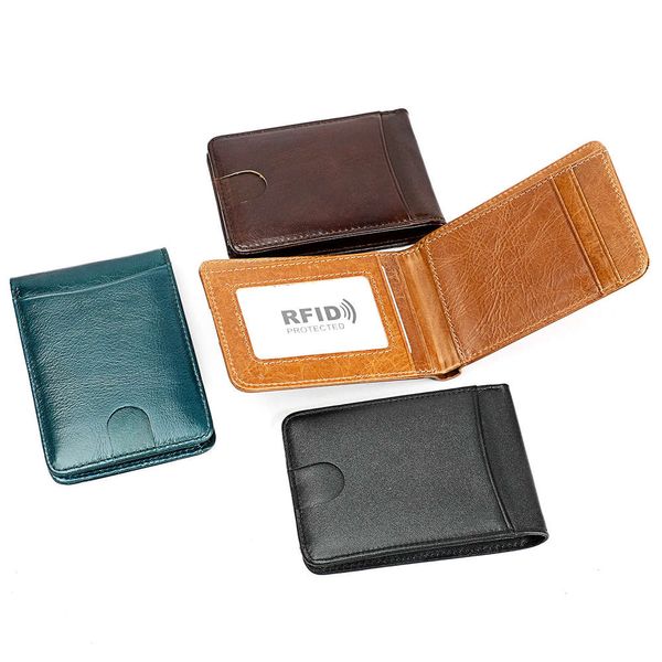 

the wallet head men's dollar clip fashion rfid card bag leather women's wallet, Black