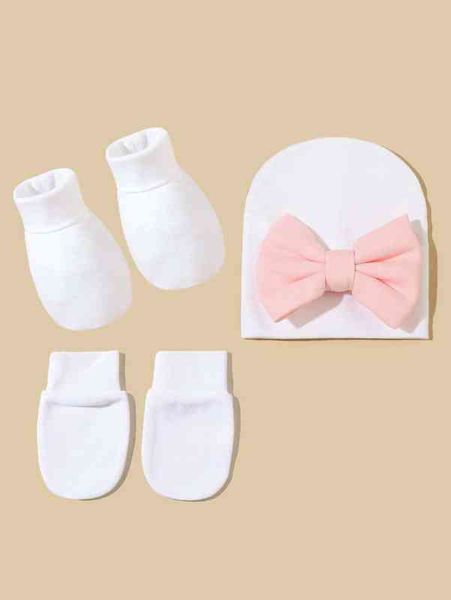 

baby bow decor beanie & gloves & socks she02, Yellow
