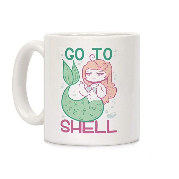 

mugs go to shell white 11 ounce ceramic coffee mug