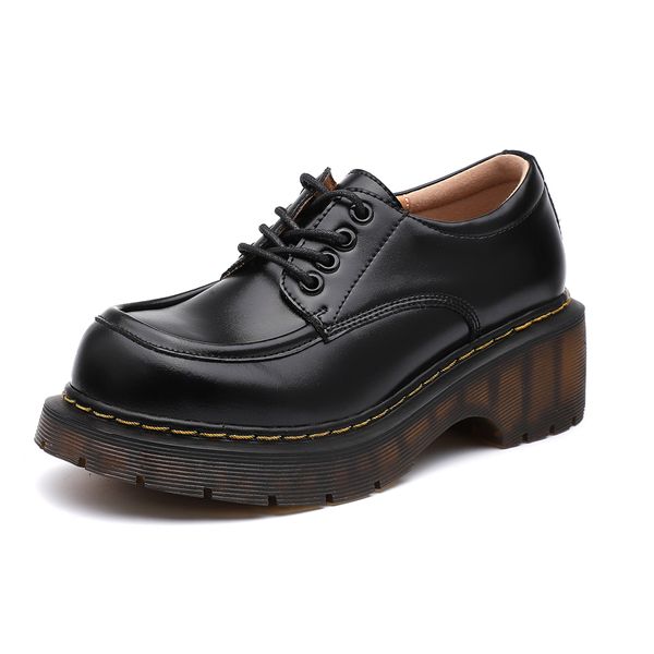 

oxford spring flats shoes woman shoes genuine leather autumn retro japan platform shoes comfortable casual daily school, Black