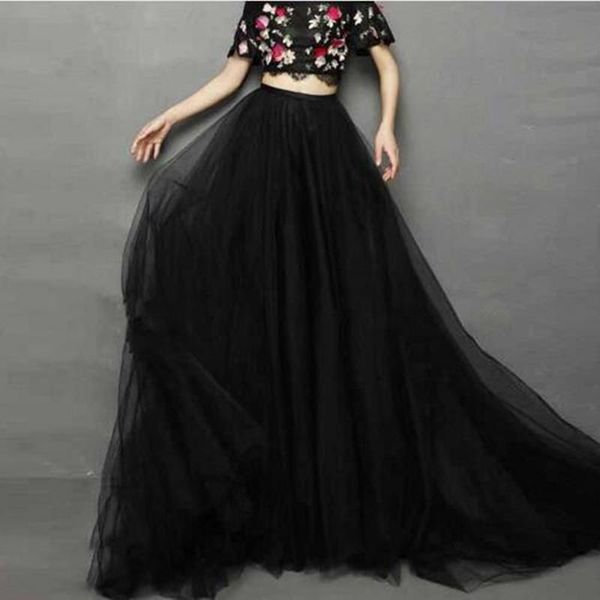 

skirts elegant black women bohemian long tulle 2021 floor length tutu high waist maxi skirt formal party