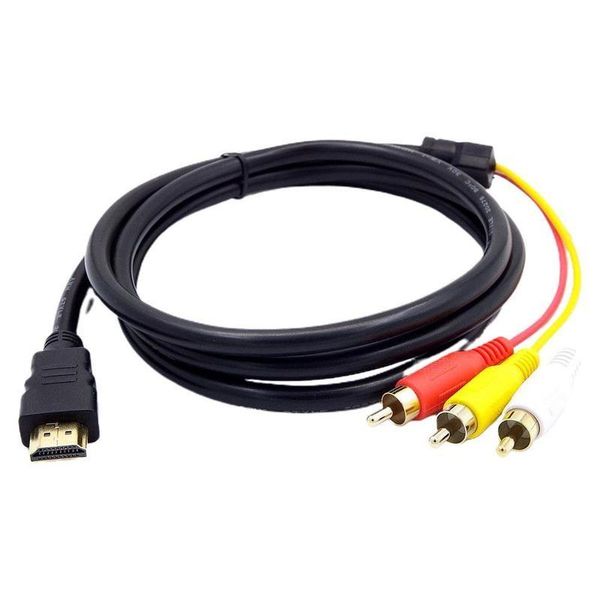 

1.8m black -compatible male to 3 rca audio video av component cable convert cables & connectors