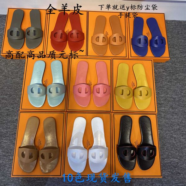 

high matching all sheepskin h pig nose hollow flat slippers for women's fashion pure color palm print 9wq2 zmm, Black