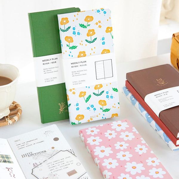 

yoofun 84 sheets weekly planner notebooks scrapbooking journaling decoration collage stationery office school supplies notepads, Purple;pink