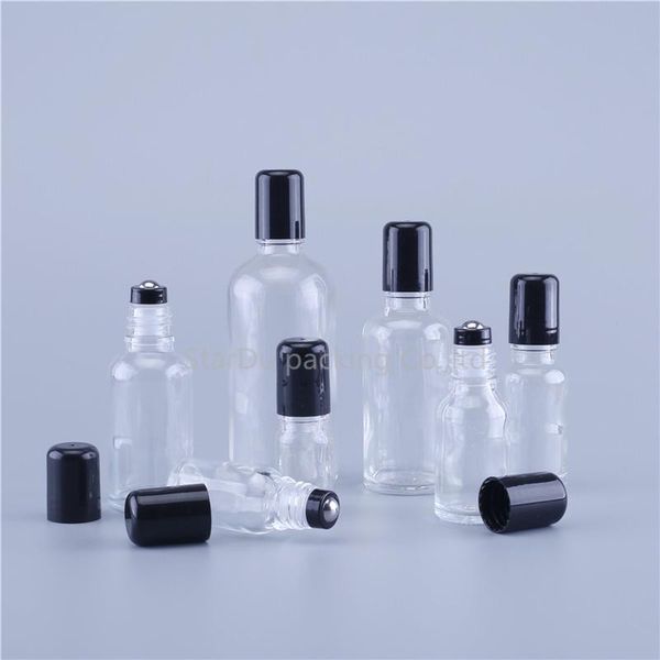 

storage bottles & jars 6pcs/lot refillable 100ml 50ml 30ml 20ml 15ml 10ml 5ml empty fragrance perfume essential oil bottle clear roll-on gla