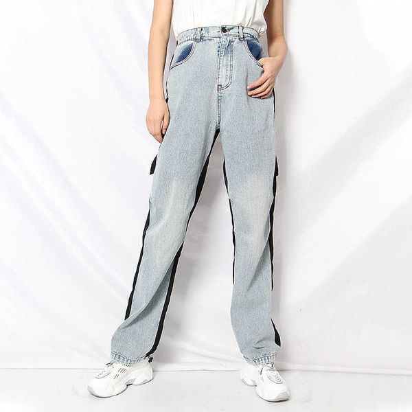 

fashion jeans color contrast high waisted in spring 2021, Blue