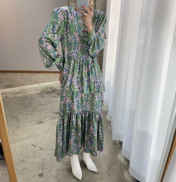 

two piece dress floral print summer long midi women o-neck sleeve casual vintage korean party spring elegant ruffles boho z233 zbr, White