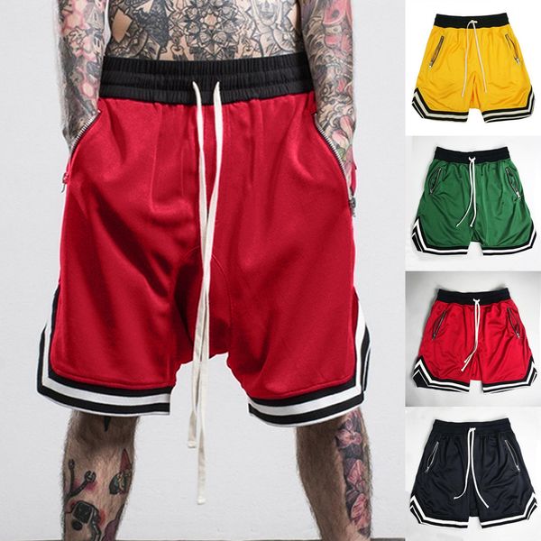 Pantaloncini da basket da uomo alla moda Corda elastica Tasca in rete elasticizzata Pantaloni sportivi tinta unita casual tinta unita