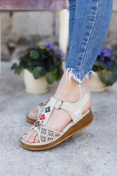 

sandals women's beige buckled orthopedic, Black