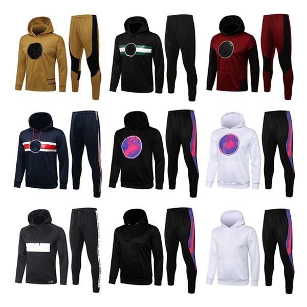 

2021 2022 football hooded tracksuits wear long sleeve sweatshirt 21 22 walking jogging jacket tracksuit, Black