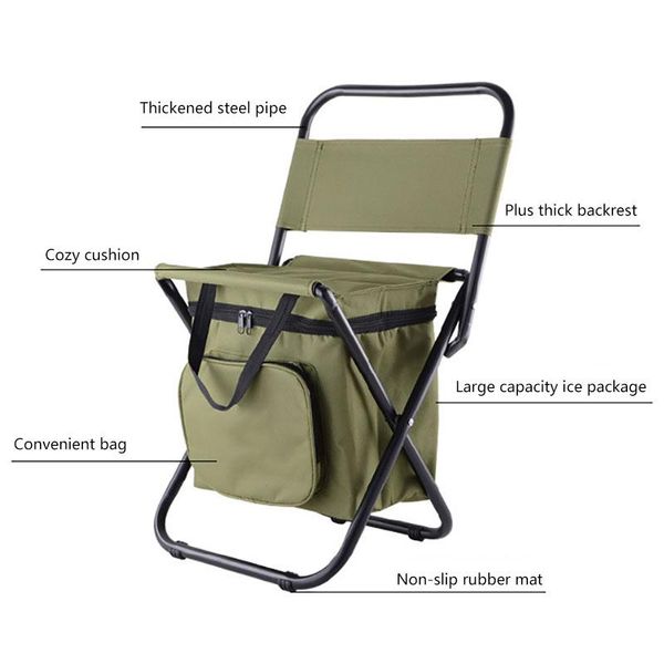 

fishing chair bag folding armchair portable pack cooler insulated picnic camping stool hiking seat accessories