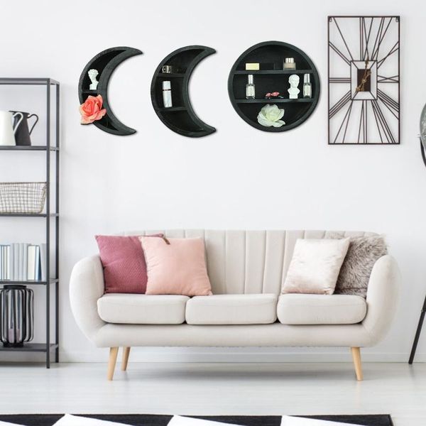 

hanging wooden shelf wall mounted floating moon shelves home decor for living room bedroom bathroom kitchen hooks & rails