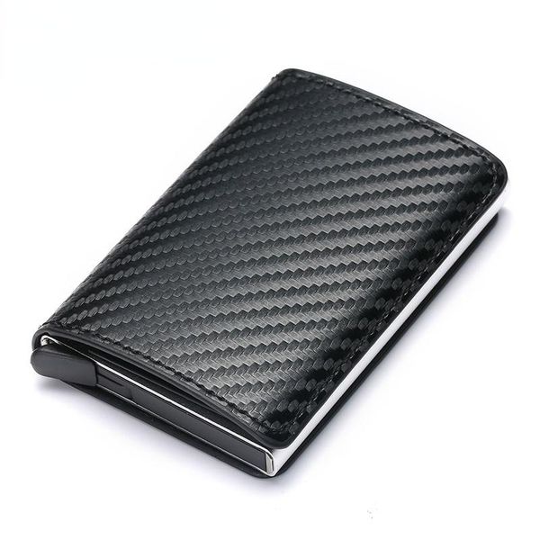 

card holders bycobecy 2021 holder wallet men women rfid aluminium box vintage crazy horse pu leather bank cardholder case, Brown;gray