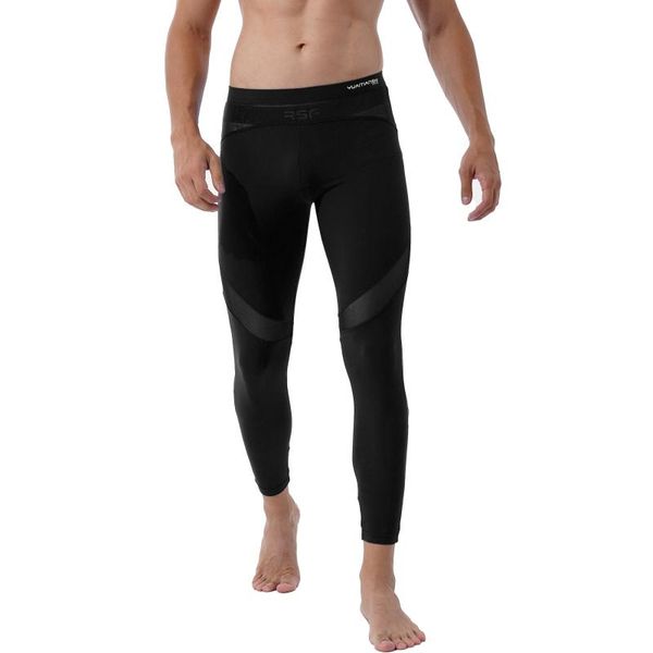 

men's pants mens breathable mid waist yoga running leggings sheer mesh sports trousers fitness skinny patchwork workout casual, Black