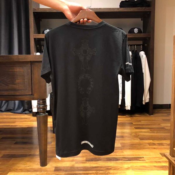 

crosin round 2021ss new ch croxin three pattern cotton neck loose casual short sleeve t-shirt, White;black