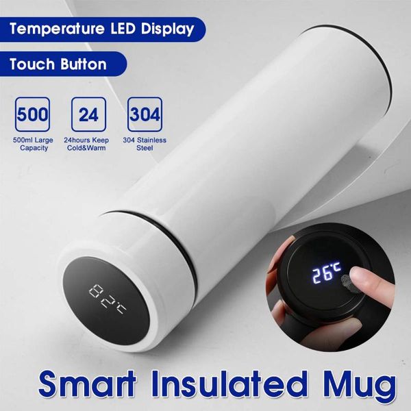 

water bottles stainless steel travel mug insulated tumbler with lid smart digital display vacuum flask bottle keep cold