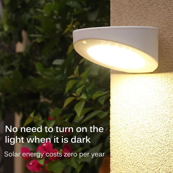 

solar light outdoor lamp white wall waterproof sunlight powered garden street lamps
