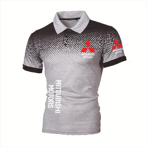 

summer short sleeve mitsubishi car mens polos printing casual trend gradient cotton polo shirt high quality, White;black
