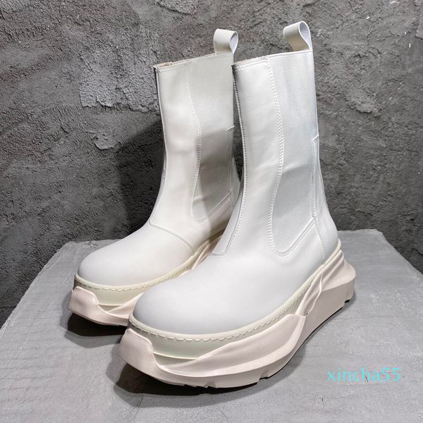 

women ankle boots platform leather boot woman thick sole snow boots, Black