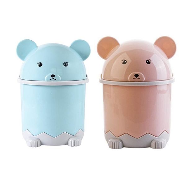 

waste bins 2x creative cute desktrash with lid small paper basket mini flip plastic can blue & pink