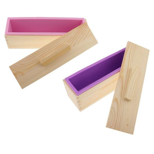 

handmade soap silicone mold - rectangular with wooden box and lid 900ml craft tools