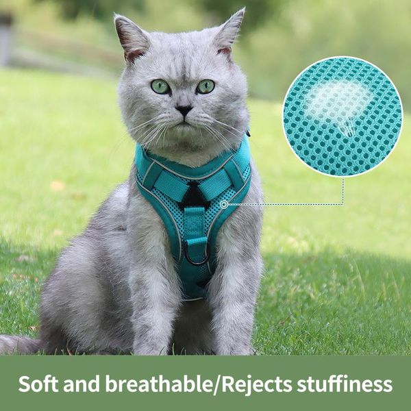 

dog collars & leashes harness sandwich mesh adjustable vest breathable no-pull reflective pet chest strap for outdoor