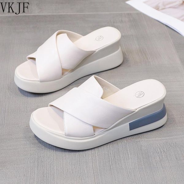 

slippers house platform shoes woman 2021 pantofle peep toe on a wedge low lady summer girl rome basic slides fabric, Black