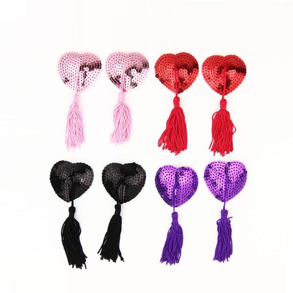 

maternity intimates dhl 200pair milk paste women tassel sequin silicone heart shaped breast nipple cover brush, White