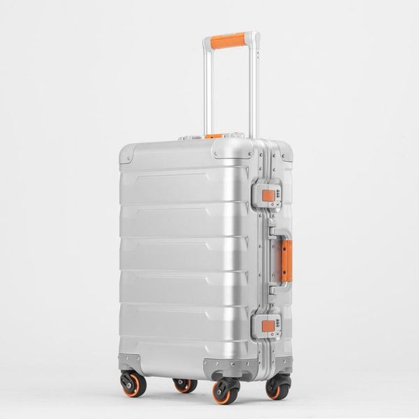 

20/24 inch retro all aluminum magnesium alloy luggage spinner carry on boarding business trolley suitcase fashion valise suitcases