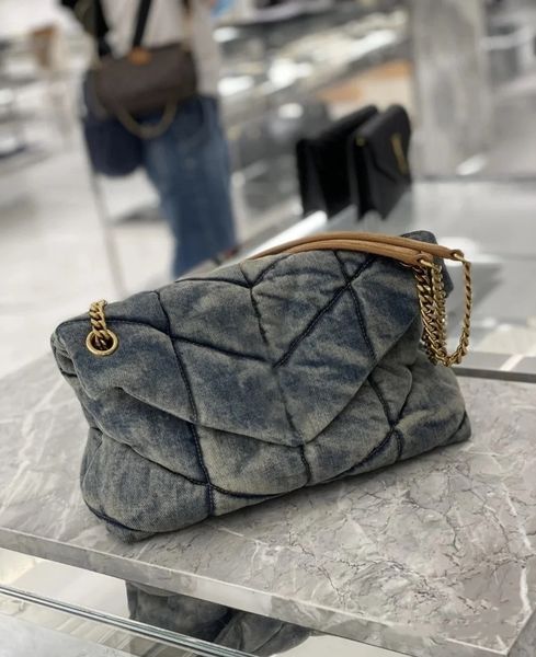 

handbag luxurys bags designer tote bag branded crossbody three style shoulder loulou puffer denim jeans women purse frosted cowhide co