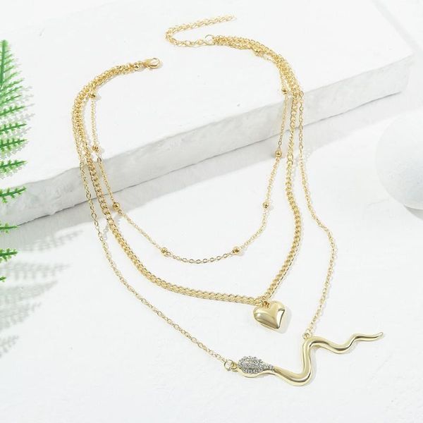 

chains gold snake necklace silver pendant serpent layered dainty jewelry for women
