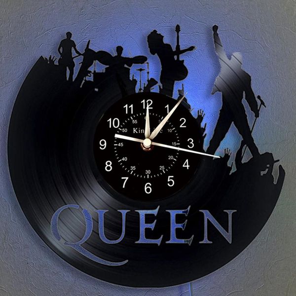 

wall clocks queen music band record clock led | home bedroom decoration creative 7 color luminous clock.