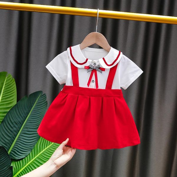 

girl's dresses born baby girls summer clothes 1 year birthday pleated dress costume for clothing infant outfit, Red;yellow