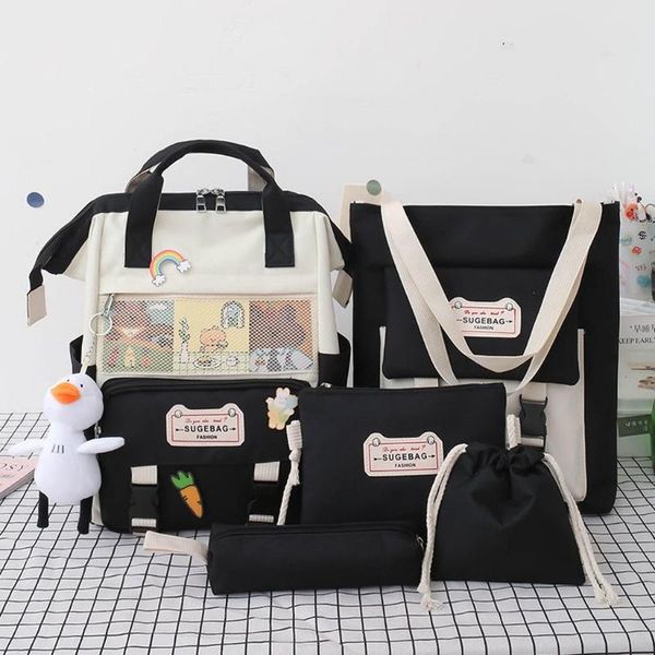 

school bags 28gd 5pcs/set nylon backpacks women lovely daypack for teenage girls bookbags students travel shoulder bag