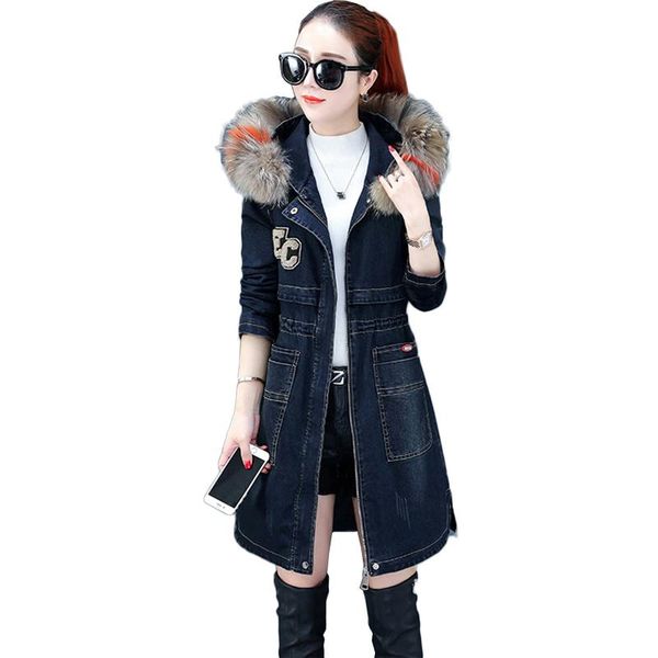 

women's trench coats autumn winter thick windbreaker 2021 women jean coat pockets long sleeves warm jeans outerwear wide denim jacket n, Tan;black