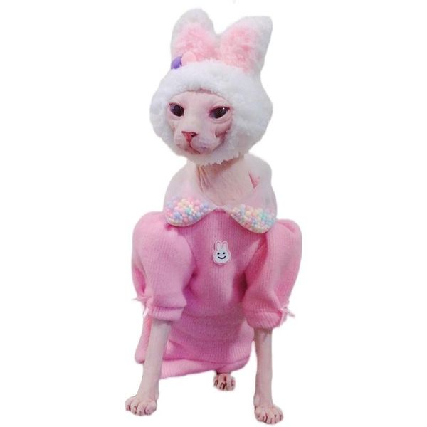 

cat costumes duomasumi pink sytle naked outfits thicken winter coat for sphynx kitty cute warm hairless bald clothes