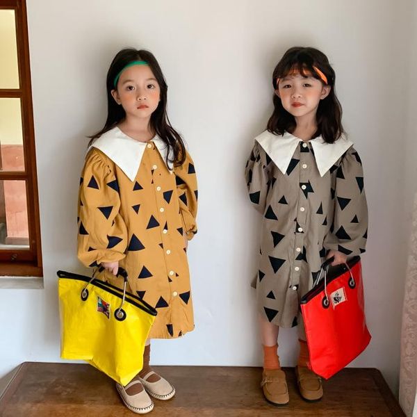 

girl's dresses 2021 autumn arrival girls long sleeve dress kids cotton korean design girl clothes, Red;yellow