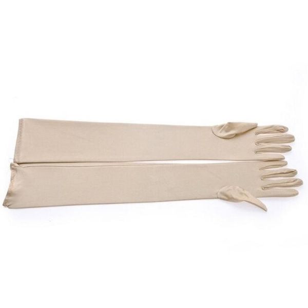 

five fingers gloves 5 colors 1 pair chic lady womens party fancy opera prom long satin stretch, Blue;gray
