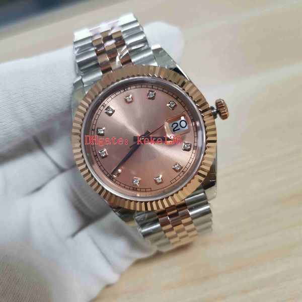 

bp v3 men watches 41mm 126331 rose gold & steel stainless luminescent diamond jubilee 2813 movement mechanical automatic mens watch wristwat, Slivery;brown