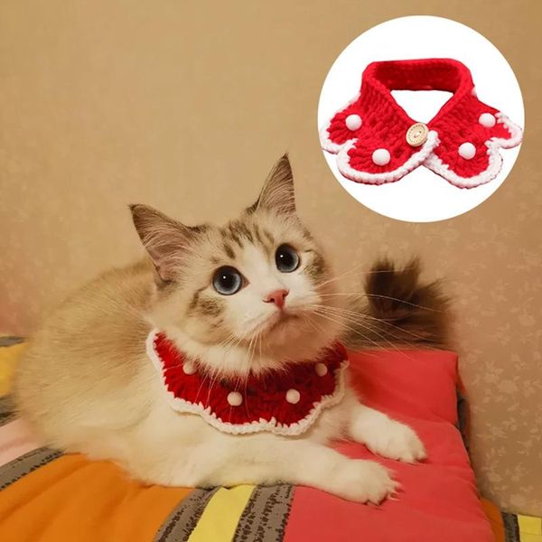 

cat costumes collar bib knitted wool handmade kitten bandana scarf dog collars tie necktie pet grooming tool dorakitten
