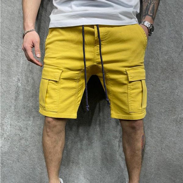 

men's pants summer sports and leisure shorts european american street fashion multi-pocket tether tooling five-point, Black