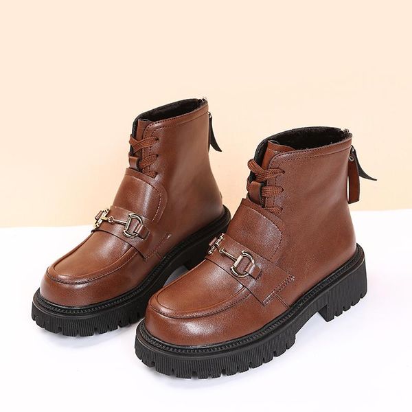 

boots women's 2021 ankle short women autumn winter platform shoes female lace up motorcycle for ladies, Black